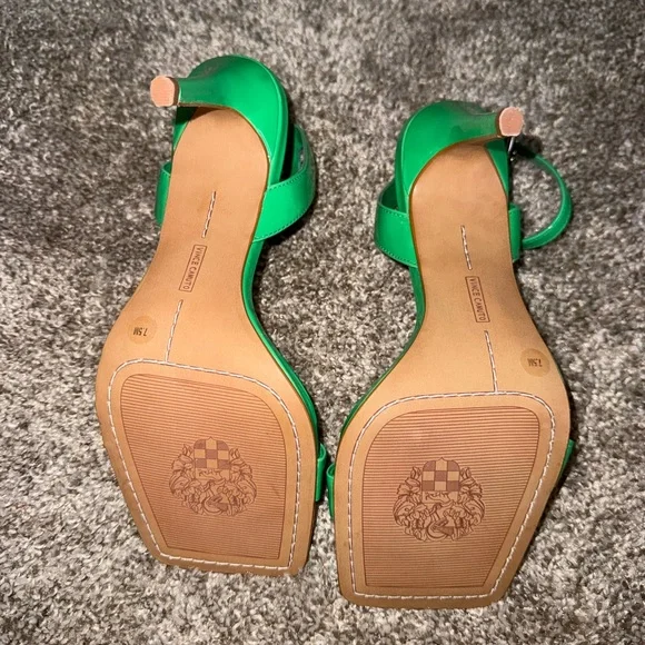Vince Camuto Green Square-Toe Ankle-Strap Heels - Picture 3 of 3